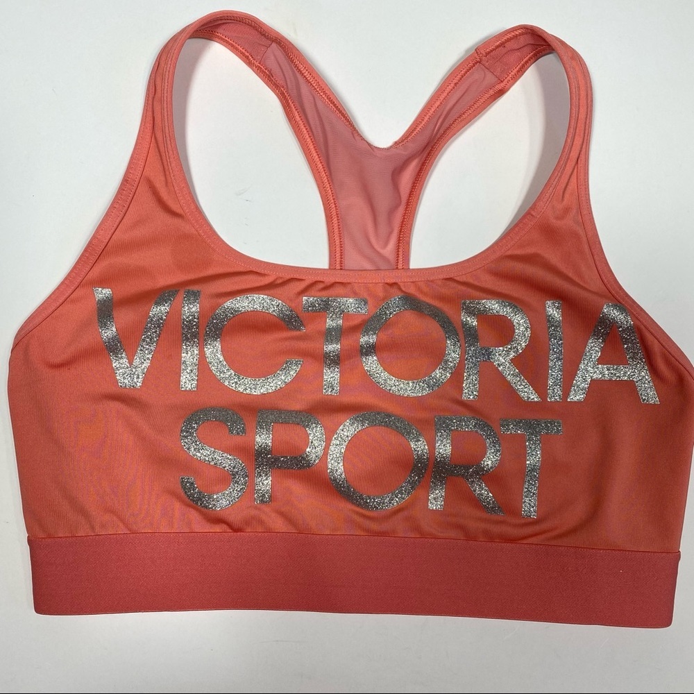 Victoria Secret The Player Sports bra mesh back Bra size M With Silver Sparkle